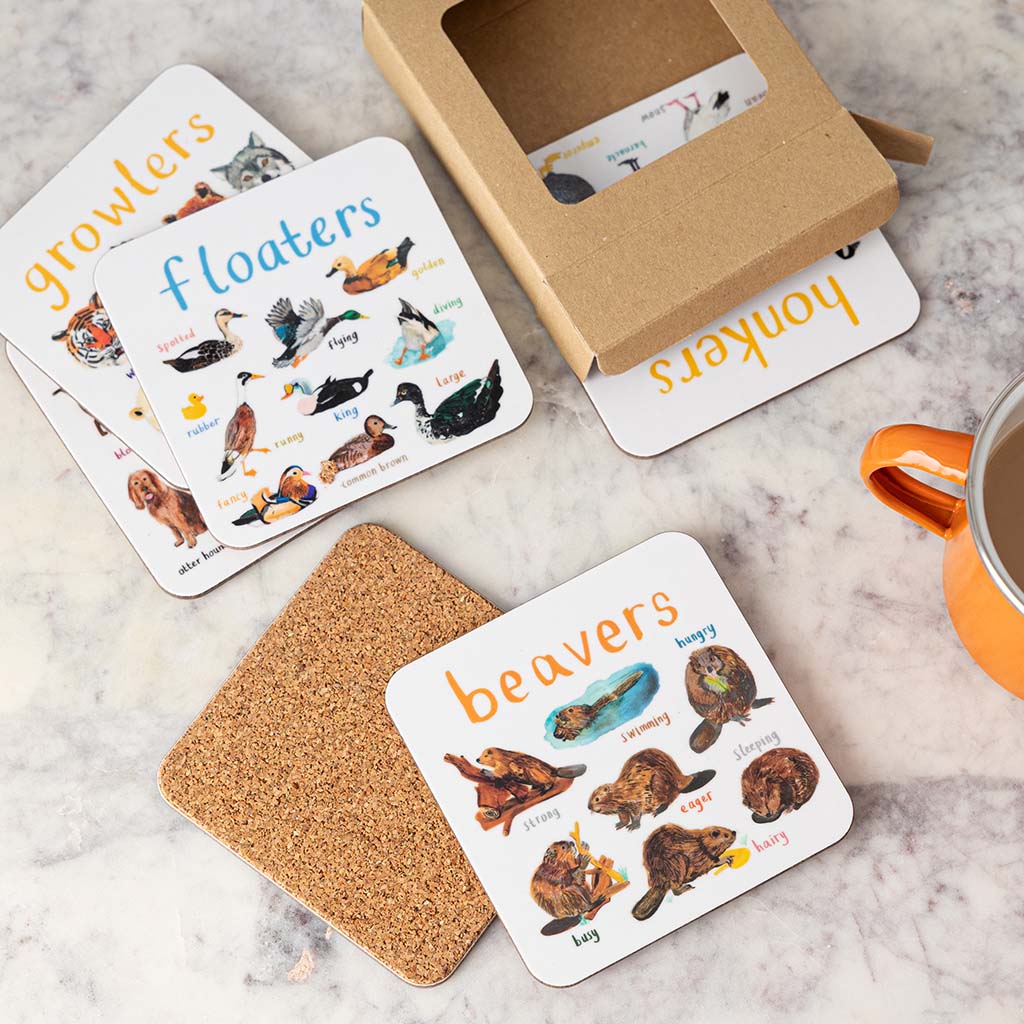 Set of 6 Wild Pun Coasters