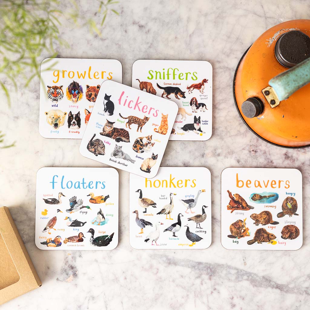 Set of 6 Wild Pun Coasters