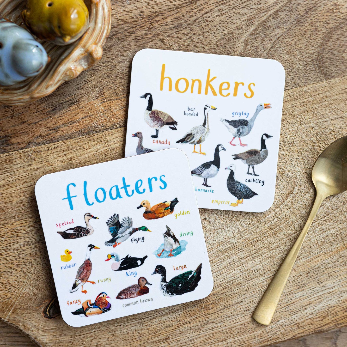 Pair of Floaters and Honkers Coasters