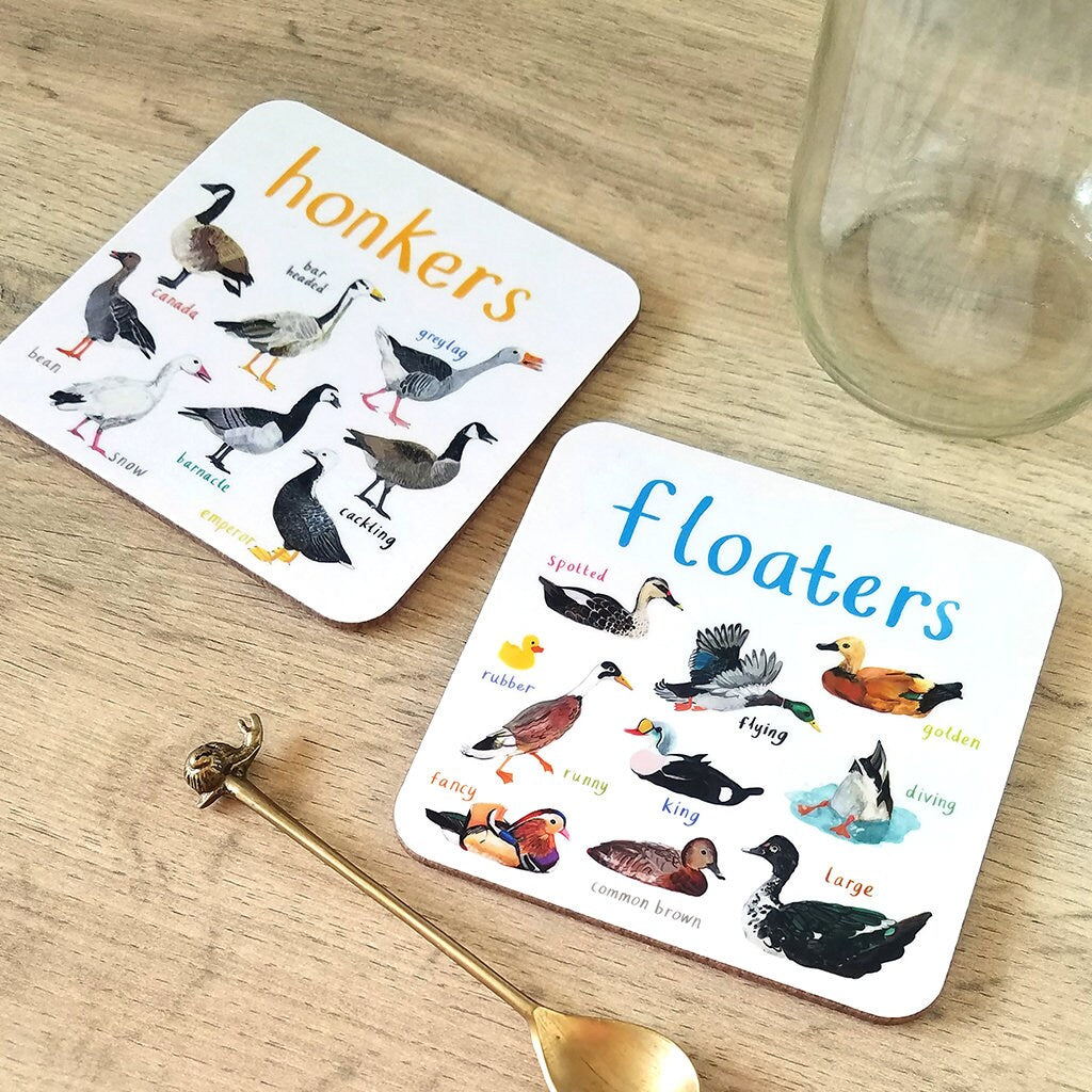 Pair of Floaters and Honkers Coasters