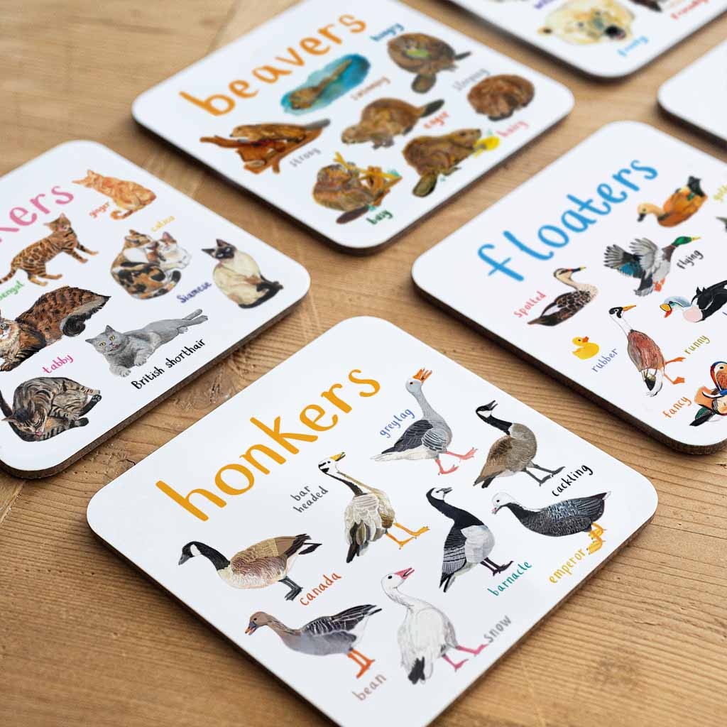 Set of 6 Wild Pun Coasters