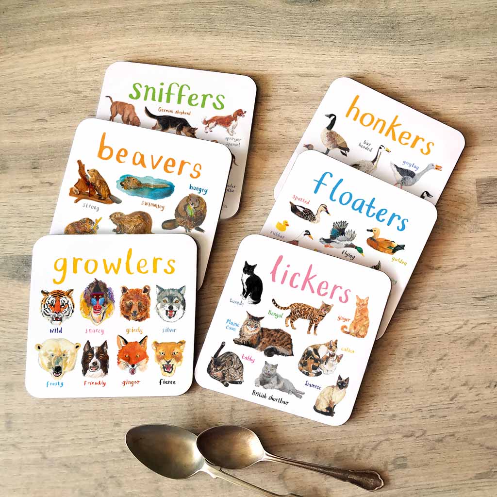 Set of 6 Wild Pun Coasters
