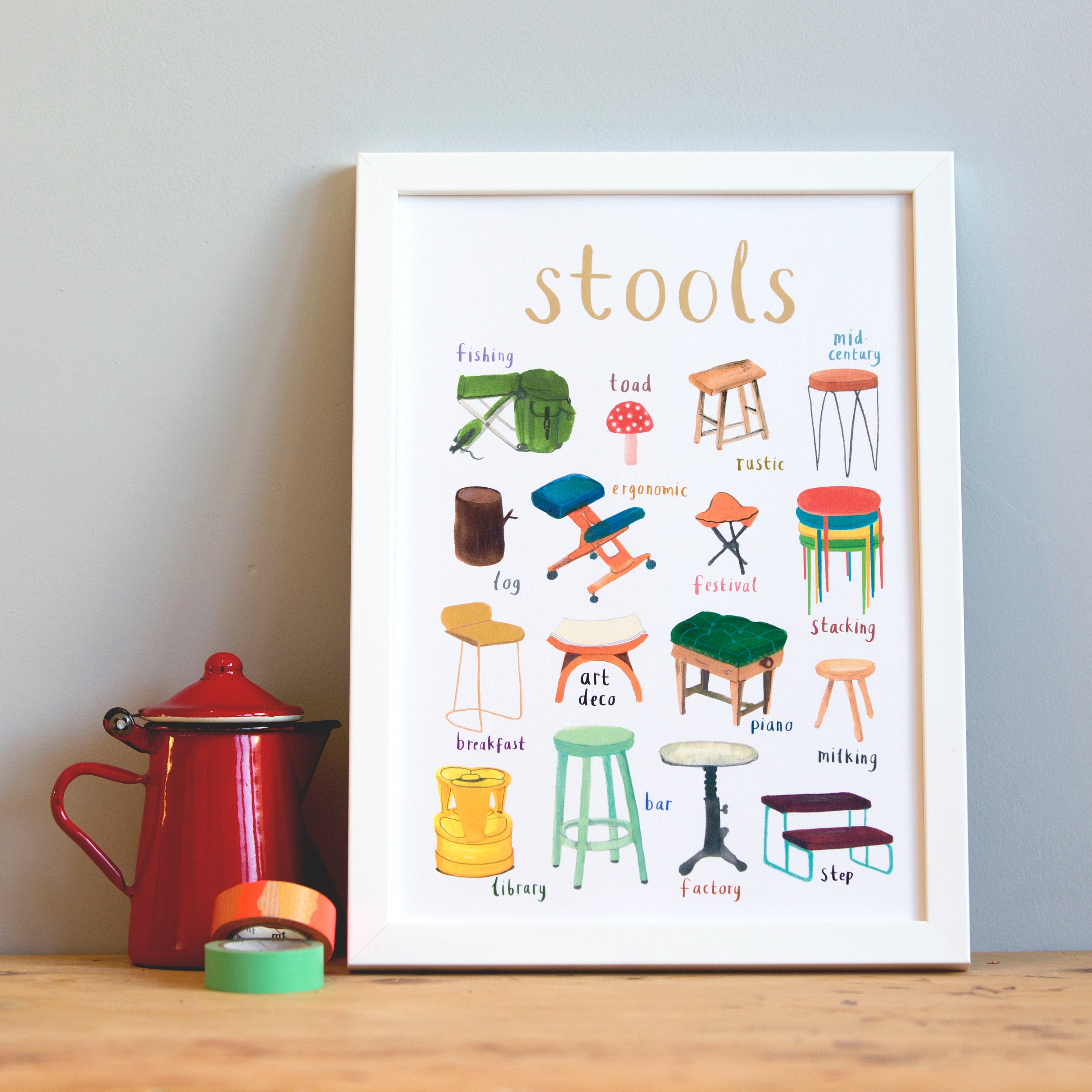 Stools Art Print - A4 – Sarah Edmonds Illustration