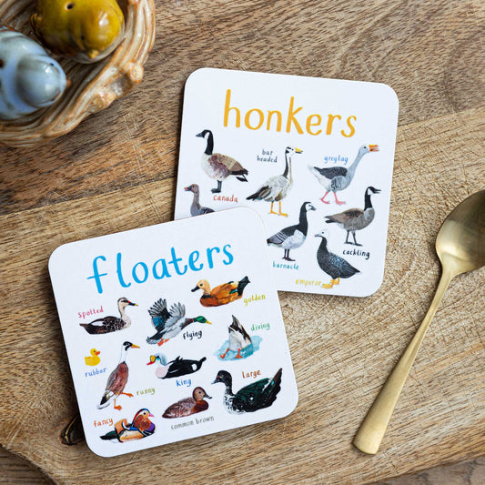 Pair of Floaters and Honkers Coasters