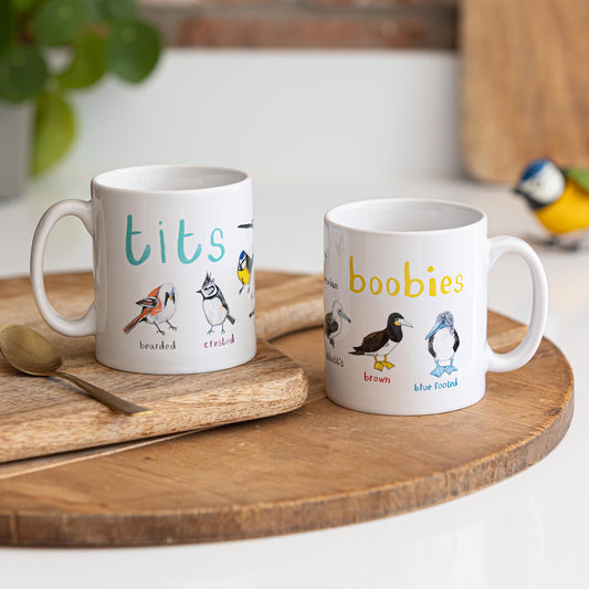 Pair of Tits and Boobies Bird Mugs