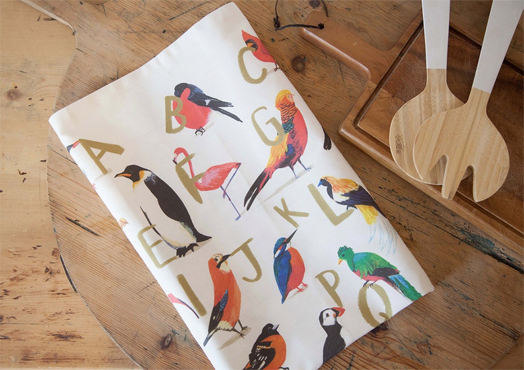 Avian Alphabet Tea Towel