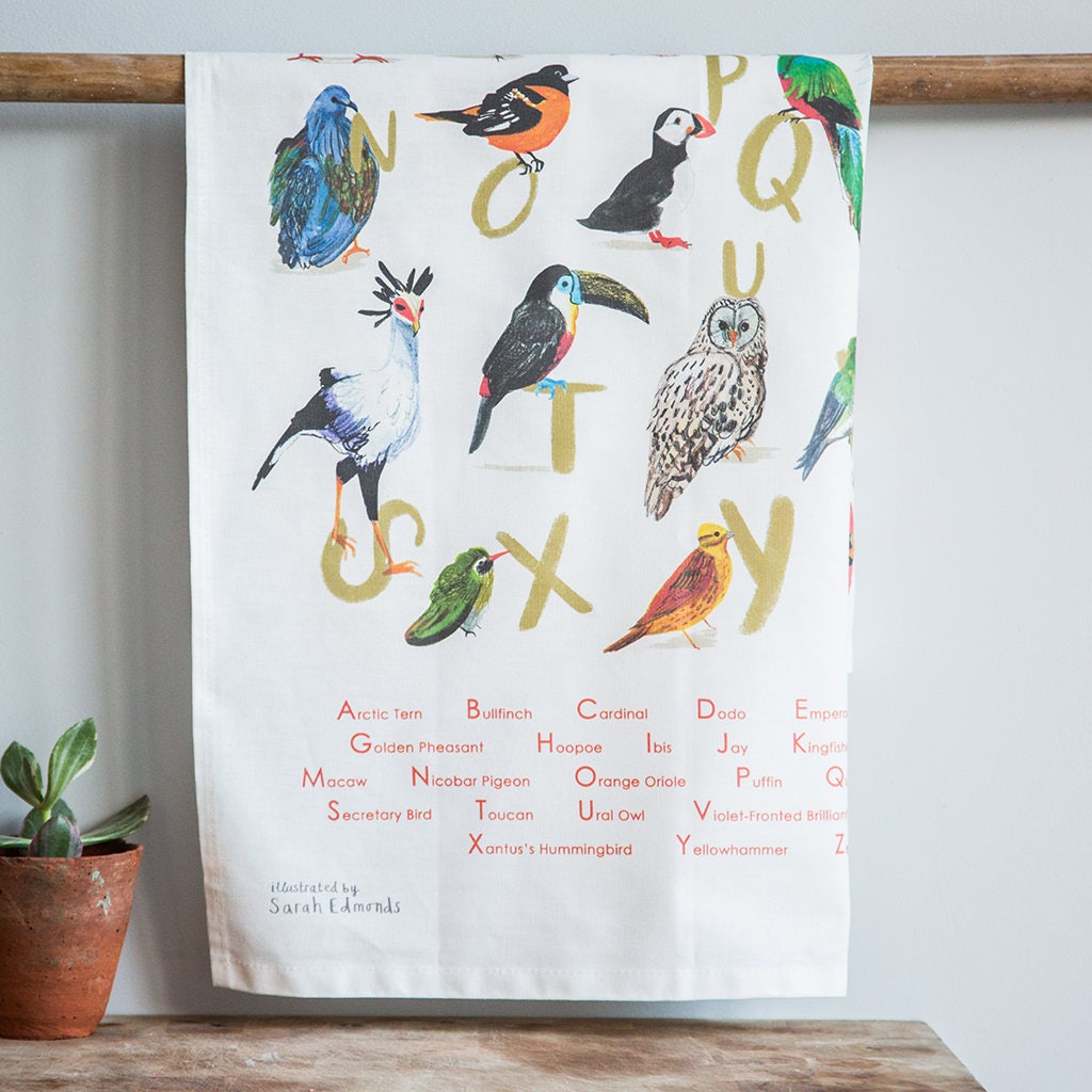 Avian Alphabet Tea Towel