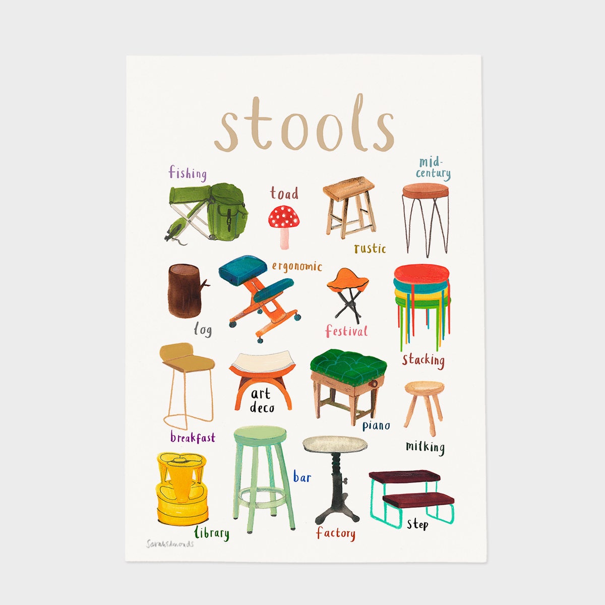 Stools Art Print - A4