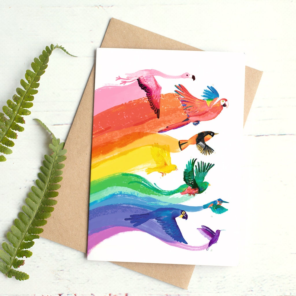 Rainbow Birds Card