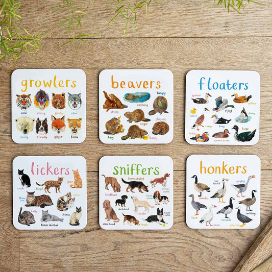 Set of 6 Wild Pun Coasters